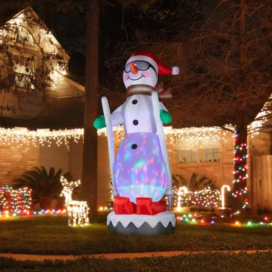 Glitzhome&reg; 20FT Giant Lighted Inflatable Disco Skiing Snowman {4}