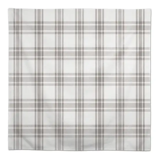 5ft. Cream & Gray Plaid Tablecloth {1}
