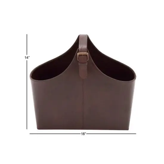 16" Brown Leather Rustic Magazine Rack Holder {6}