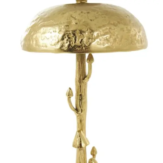23" Gold Aluminum Metal Mushroom Table with Glass Tabletop {6}