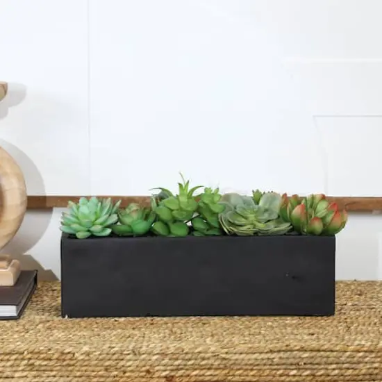 13" Green Faux Foliage in Black Planter {3}