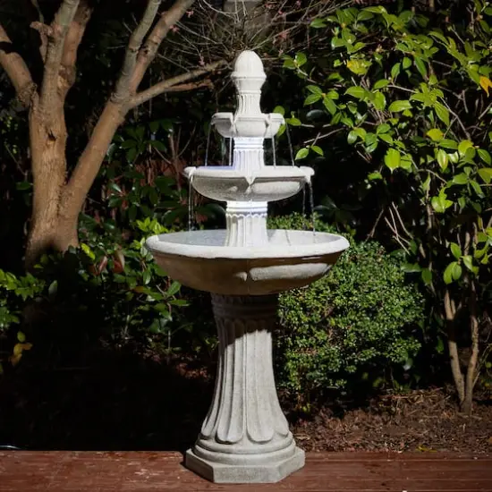 Glitzhome&reg; 45" 3-Tier Ceramic Outdoor Fountain Sand Beige Terrazzo {5}
