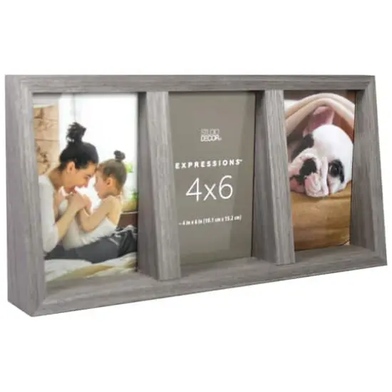 Expressions™ 3 Opening 4" x 6" Gray Angled Collage Frame by Studio Décor® {5}