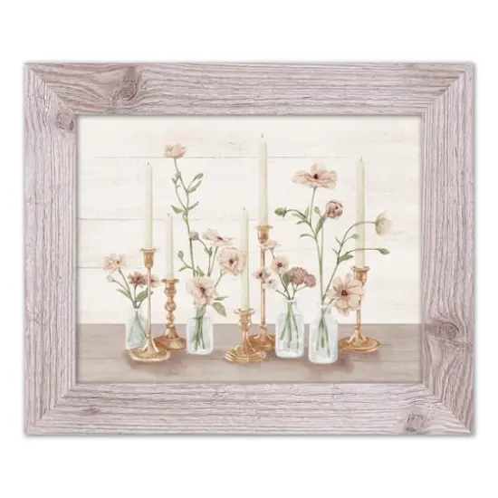 Florals with Candles Western Framed Print White {1}
