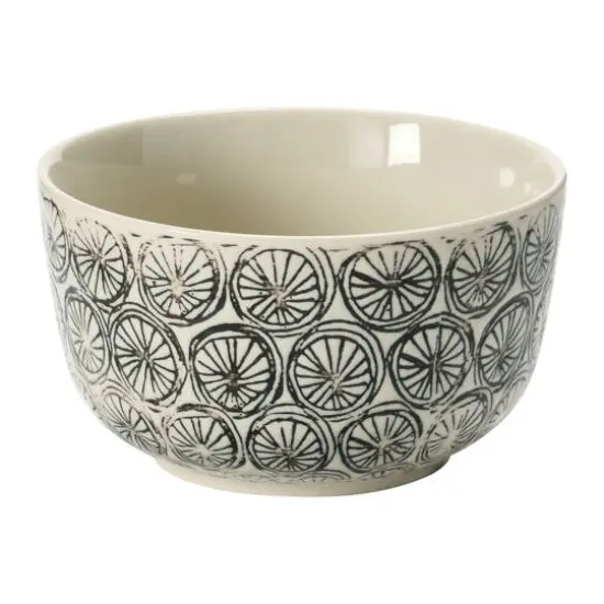 Hello Honey&reg; 4.5" Black & Cream Hand-Stamped Stoneware Bowl with Embossed Pattern, 4ct. {3}
