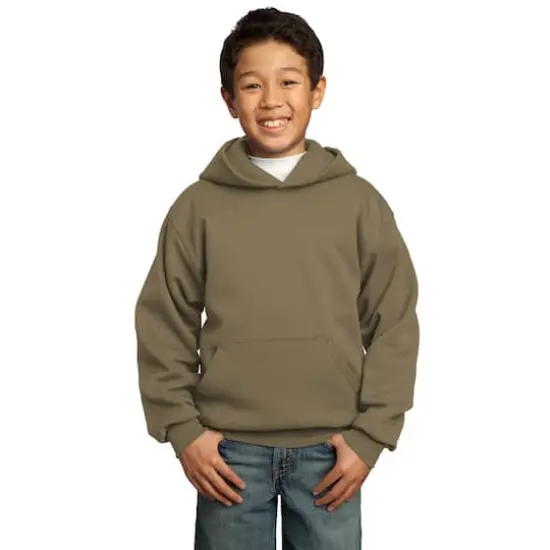 Port & Company&reg; Colors Youth Core Fleece Pullover Hooded Sweatshirt Coyote Brown {1}