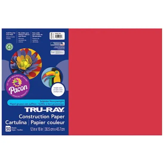 Tru-Ray&reg; 12" x 18" Construction Paper, 50 Sheets Holiday Red {1}