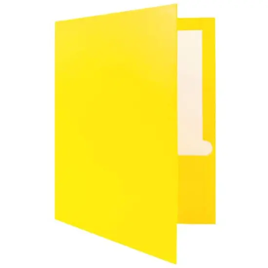 JAM Paper Glossy Laminated Two Pocket Folders, 100ct. Yellow {6}