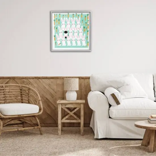 Stupell Industries Cat Mixed with Bunnies Framed Giclee Art Gray {3}