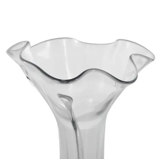 Clear Abstract Fluted Tulip Glass Vase {6}