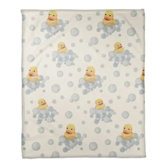 Rubber Duckies Coral Fleece Blanket White {1}