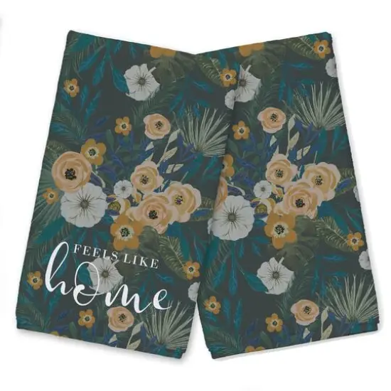 Feels Like Home Tropical Floral Tea Towel Set Green {1}