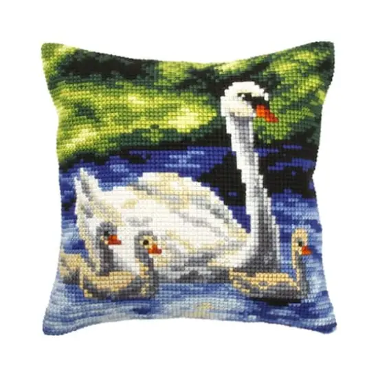 Orchidea Cushion Cross Stitch Kit Swans Family {1}
