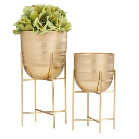 Gold Modern Planter, Set of 2" 6", 5" {1}