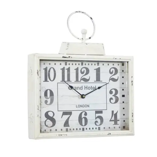 16" White Metal Vintage Wall Clock {3}