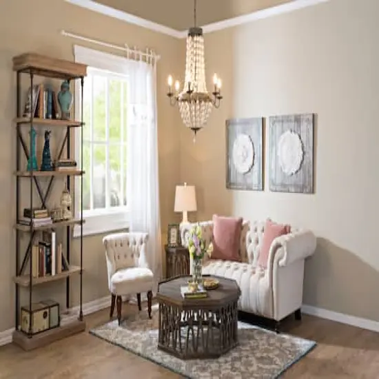 Hello Honey® 36" Multicolor Metal and Draped Wood Bead Chandelier {8}