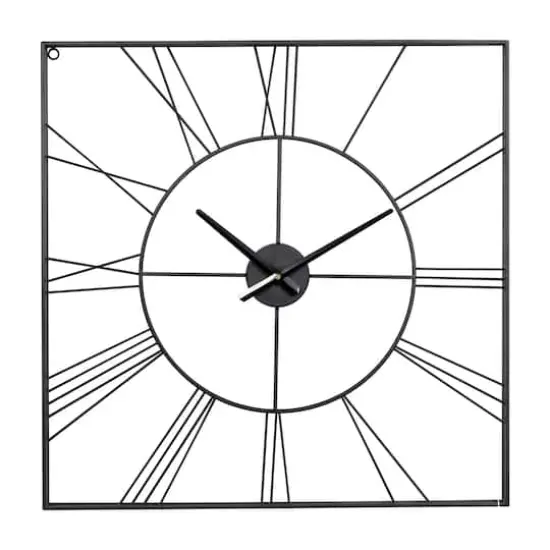 CosmoLiving by Cosmopolitan 24" Metal Square Wall Clock Black {1}