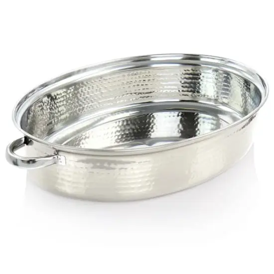 Gibson Home&reg; Radiance 15.5'' Stainless Steel Oval Roaster with Lid and Roasting Rack {3}