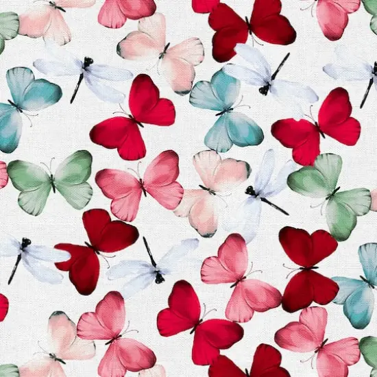 Fabric Editions White Watercolor Butterfly Cotton Fabric {4}