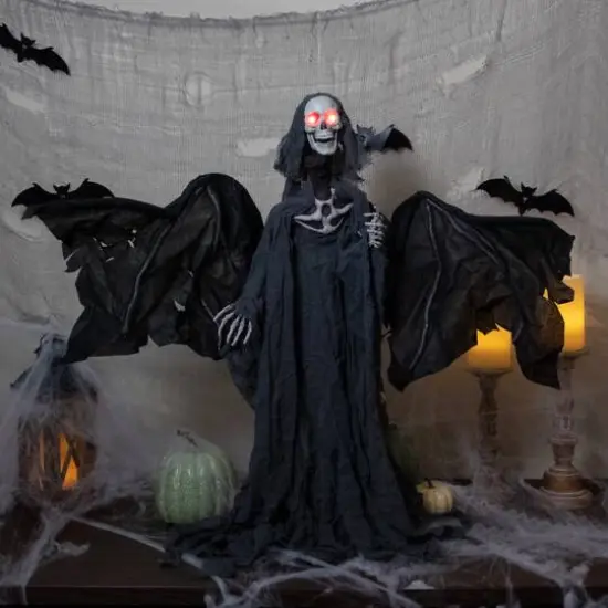 50" LED Lighted & Animated Winged Grim Reaper Halloween Decoration {3}