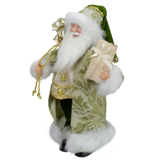 12" St. Patrick's Irish Standing Santa Claus Christmas Figure with Teddy Bear and Gift Bag {4}