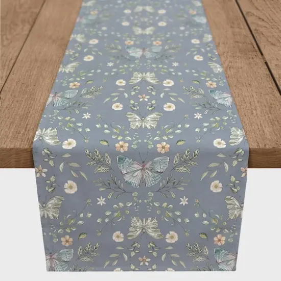 72" Butterfly Pattern Cotton Twill Runner Blue {1}