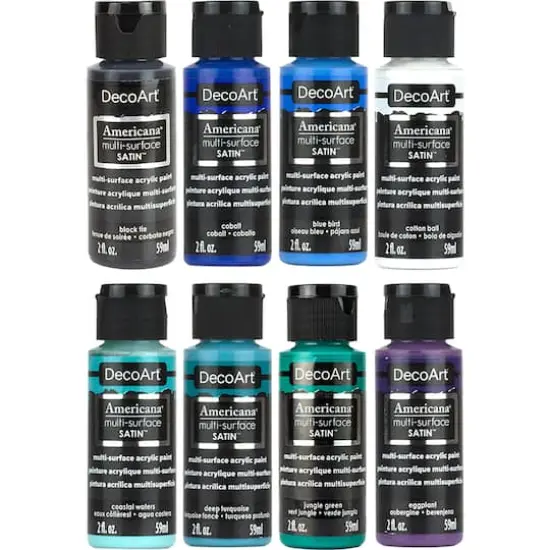 DecoArt&reg; Americana&reg; Multi-Surface Satin&trade; 8 Color Blue Mandala Acrylic Paint Set {1}