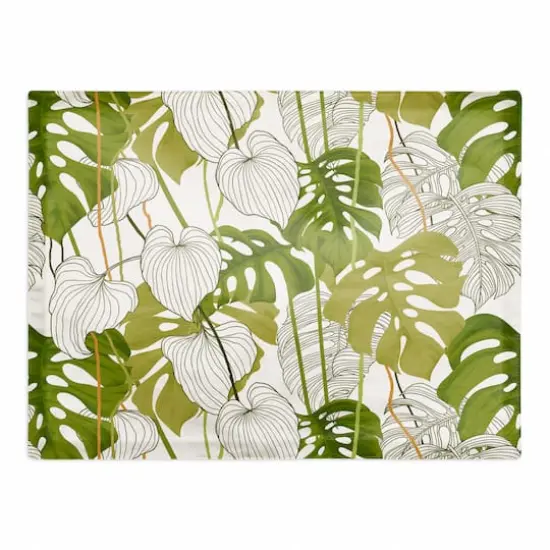Yellow Green Monstera 18" x 14" Cotton Twill Placemat {1}