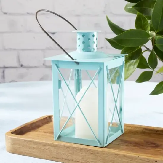 Kate Aspen&reg; Medium Luminous Blue Lantern Tea Light Holder {9}