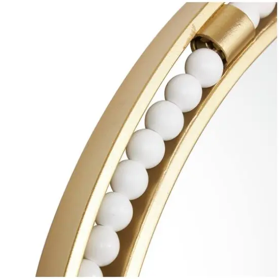 26" Gold Metal Wall Mirror with White Wood Beading {6}