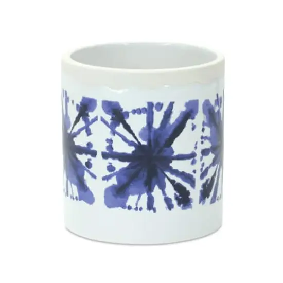 Blue Tie-Dye Print Ceramic Pot Set {4}