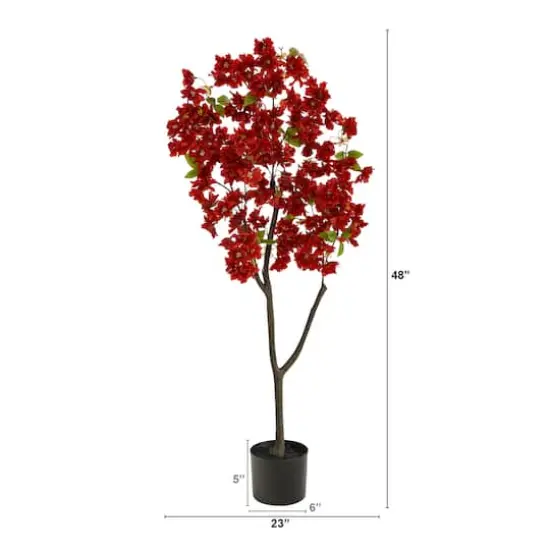 4ft. Potted Red Cherry Blossom Artificial Tree {3}