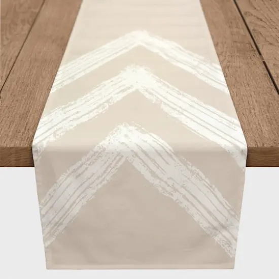 7.5ft. Neutral Zags Cotton Twill Table Runner {1}