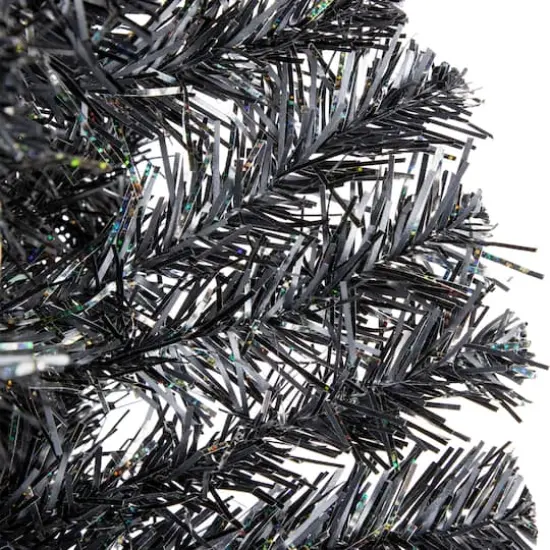 6ft. Iridescent Charcoal Slim Halloween Tinsel Tree {6}