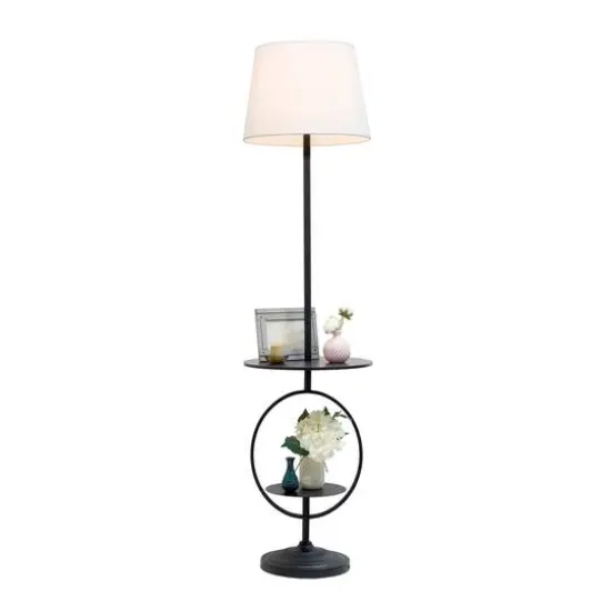 Elegant Designs™ 5ft. Black End Table Dual Shelf Decorative Floor Lamp {8}