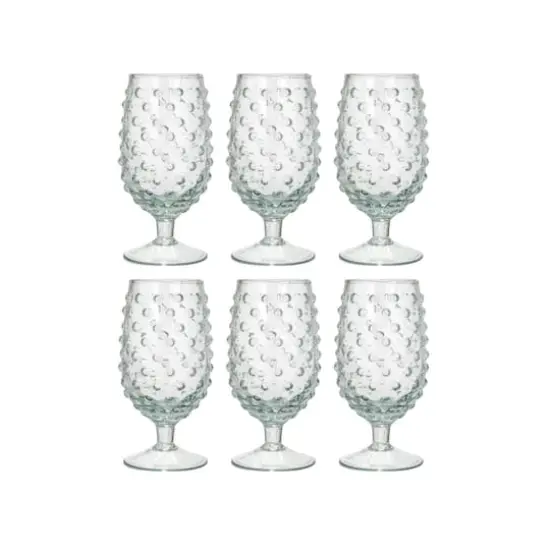 Hello Honey&reg; 12oz. Clear Glass Hobnail Stemmed Drinking Glass Set, 6ct. {1}