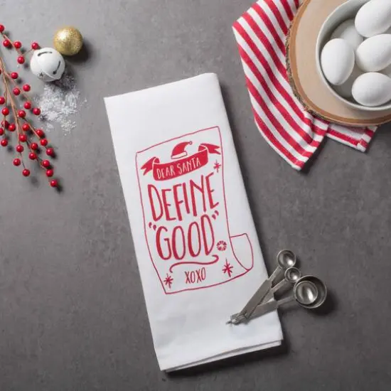 DII&reg; Assorted Dear Santa Holiday Printed Dishtowel Set {8}