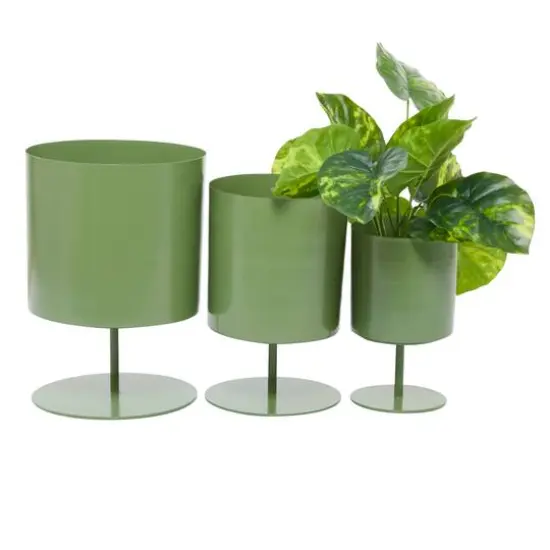 Green Modern Metal Planter Set {6}