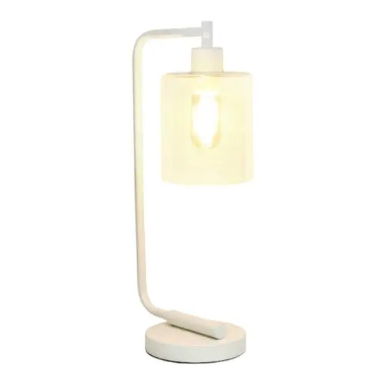 Lalia Home Modern Iron Desk Lamp with Glass Shade White {5}