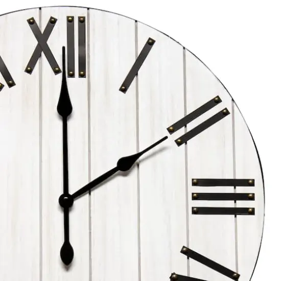Elegant Designs Handsome 21" Farmhouse Wood Wall Clock White Wash {6}