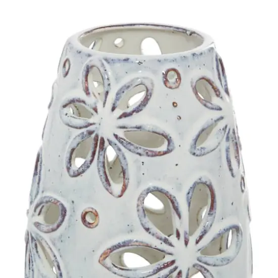 Set of 2 White Ceramic Farmhouse Vase 14", 11" {4}