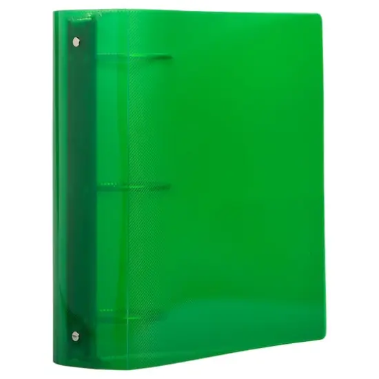 JAM Paper 3" Glass Twill Plastic 3-Ring Binder Green {4}