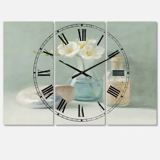 Designart Pastel Bath Farmhouse 3 Panel Wall Clock {1}