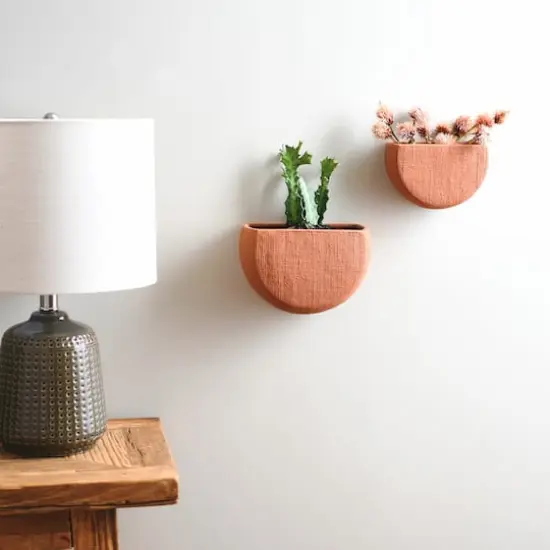 Hello Honey&reg; Stoneware Wall Planters Set Brown {5}