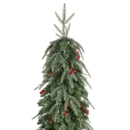 Glitzhome&reg; 7ft Pre-lit Green Artificial Christmas Porch Tree, Warm White Lights {6}