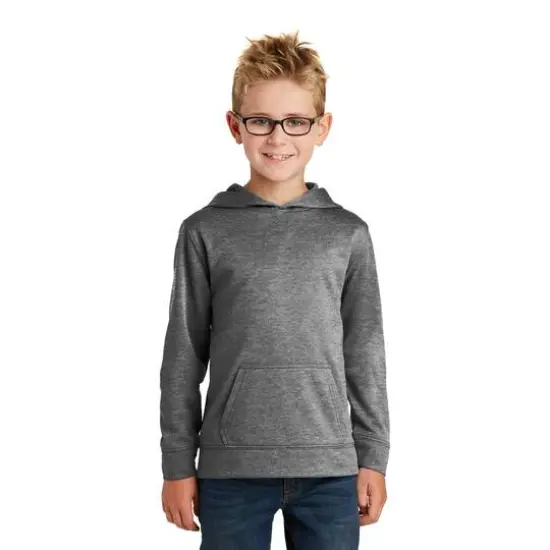 Port & Company® Neutrals Youth Core Fleece Pullover Hooded Sweatshirt Graphite Heather {1}