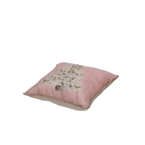 16" Pink Embroidered Christmas Tree Throw Pillow by Ashland&reg; {3}