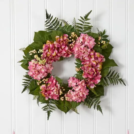 24&rdquo; Pink Hydrangea with Berry Wreath {5}