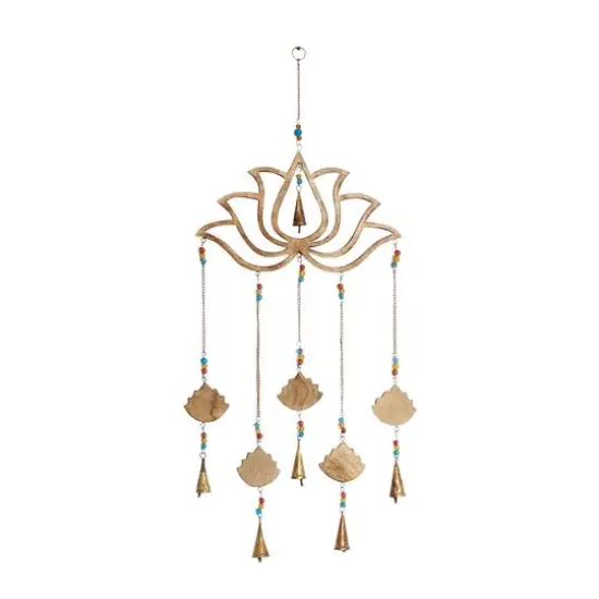 Gold Mango Wood Eclectic Style Windchime, 15" x 30" {9}