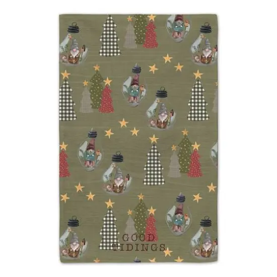 Good Tidings Green Tree & Globe Pattern Tea Towel Set {5}